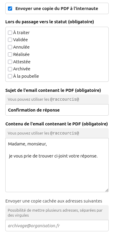 Configuration de l’envoi par email